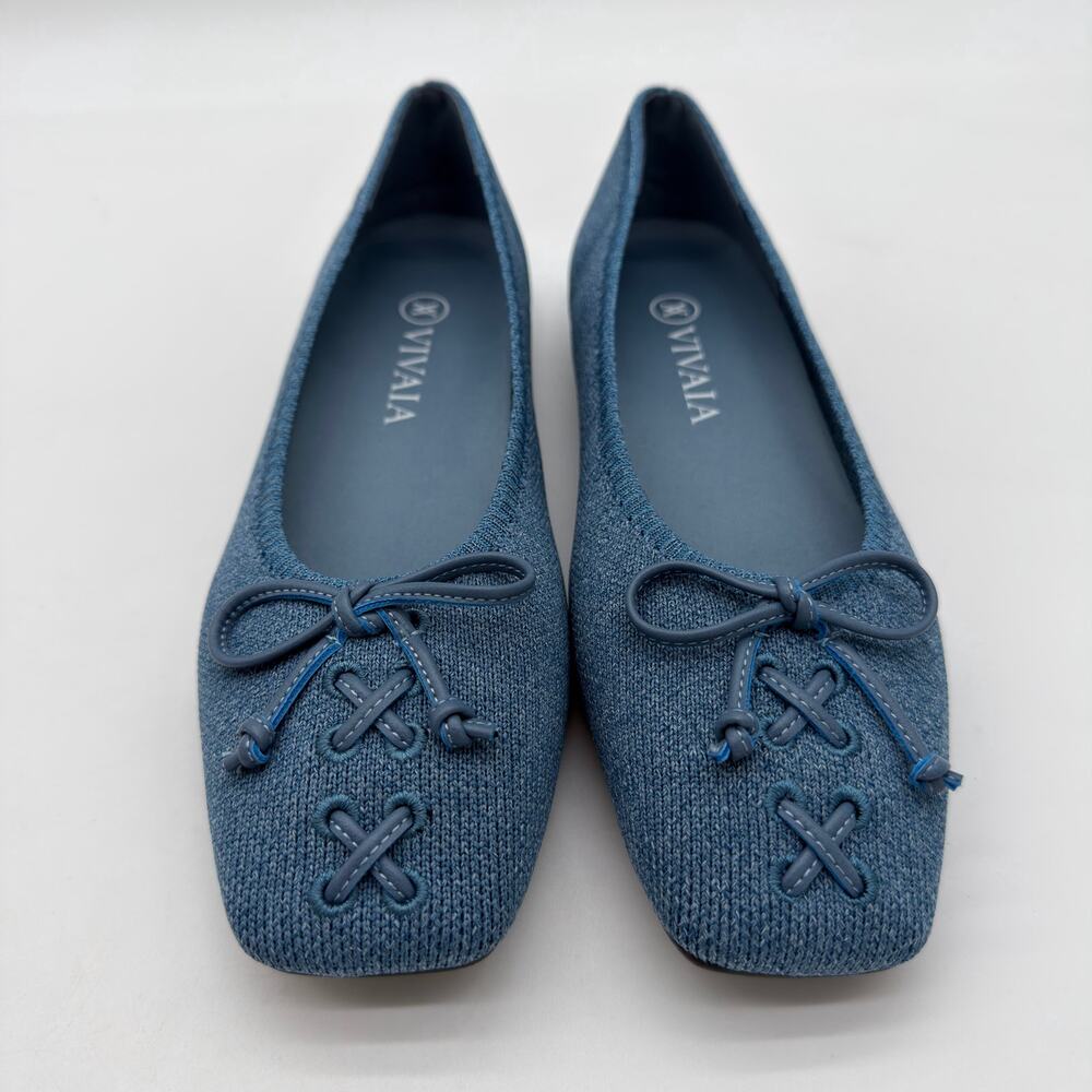 Vivaia Elvira Old Money Washable Breathable Square Flat Slate Blue Loafers 7.5 - Picture 4 of 9